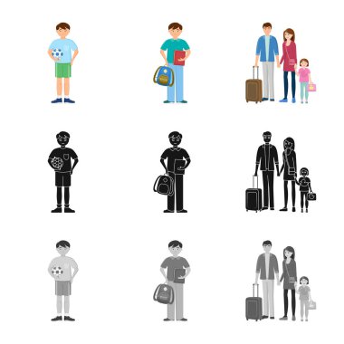 Karakter ve avatar simge vektör tasarımı. Hisse senedi için karakter ve portre vektör simge topluluğu.