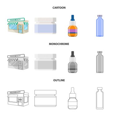 Perakende ve sağlık sembol vektör çizimi. Hisse senedi için perakende ve sağlık vektör simge kümesi.