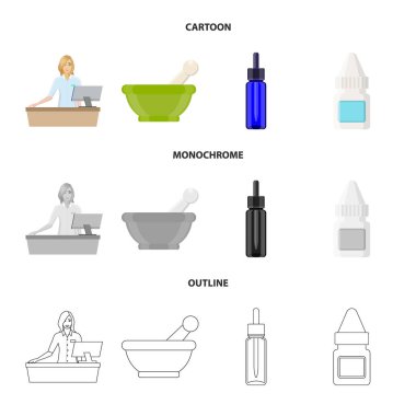Perakende ve sağlık işareti vektör çizimi. Web için perakende ve sağlık hisse senedi simgesi kümesi.