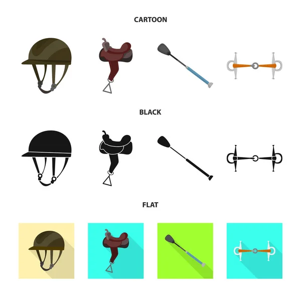 Conception vectorielle de l'équipement et icône de l'équitation. Collecte de matériel et icône vectorielle de compétition pour stock . — Image vectorielle