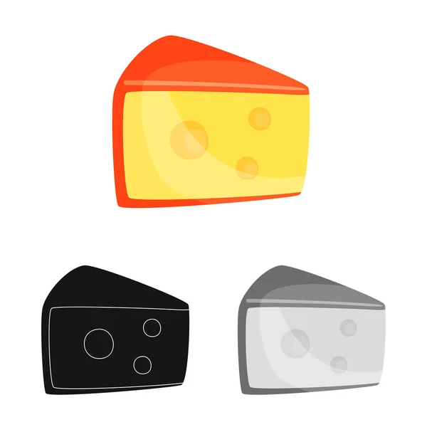 Illustrazione vettoriale di formaggio e simbolo di blocco. Set di formaggio e antipasto simbolo stock per il web . — Vettoriale Stock