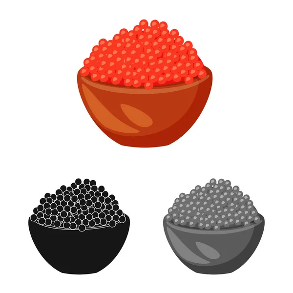 Conception vectorielle de caviar et icône rouge. Ensemble d'illustrations vectorielles de caviar et de stock de poissons . — Image vectorielle