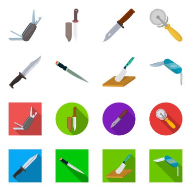 Bıçak tasarımını vektör ve kesme işareti. Bıçak ve web için düz hisse senedi simgesi toplama.