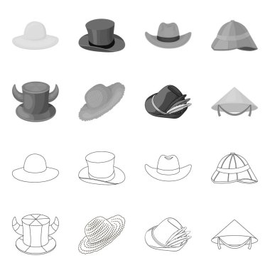 Şapka ve kap logo vektör Illustration. Şapka ve model stok vektör çizim seti.