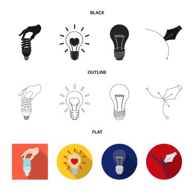 Ampul ve ecolam logosu vektör illüstrasyon. Stok için ampul ve modern vektör simgesi seti.