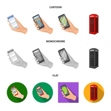 Telefon ve ekran sembolünün yalıtılmış nesne. Stok için telefon ve cep telefonu vektör simgesi seti.