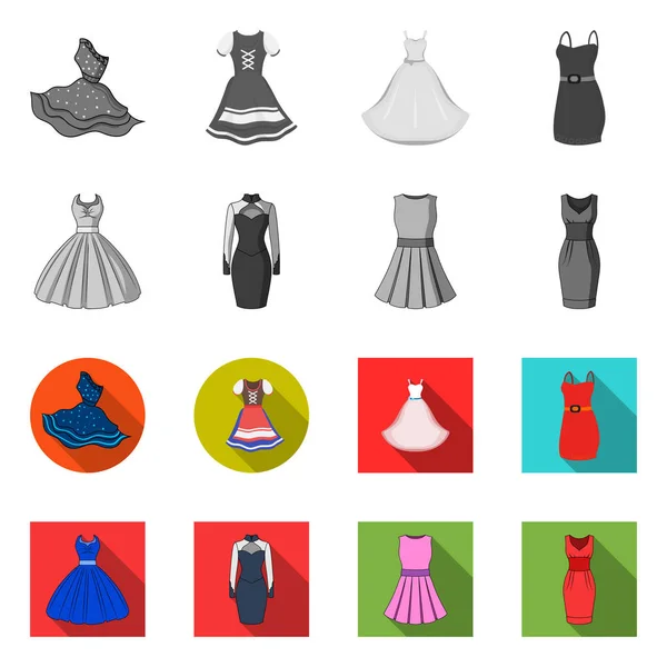 Εικονογράφηση διάνυσμα λογότυπο φόρεμα και ρούχα. Συλλογή φόρεμα και βραδινά απόθεμα σύμβολο για το web. — Διανυσματικό Αρχείο