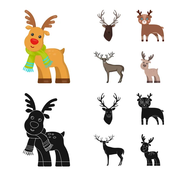 Illustrazione vettoriale di alce e logo della testa. Set di alci e cervo stock symbol per il web . — Vettoriale Stock