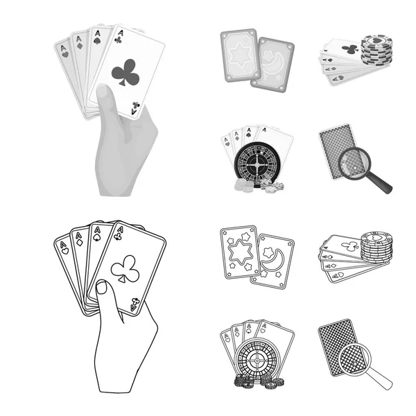 Ilustración vectorial de juego y símbolo mágico. Conjunto de ilustración de vectores de juego y poker stock . — Vector de stock