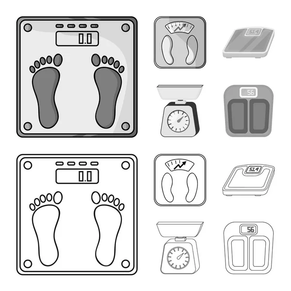 Geïsoleerde object van gewicht en lab pictogram. Collectie van gewicht en keuken voorraad vectorillustratie. — Stockvector