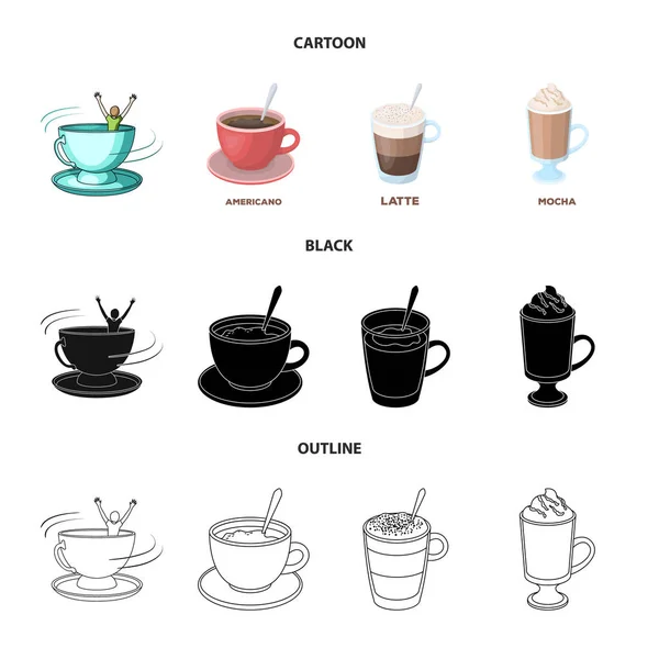 Oggetto isolato di tazza e segno di caffè. Set di tazza e top stock illustrazione vettoriale . — Vettoriale Stock