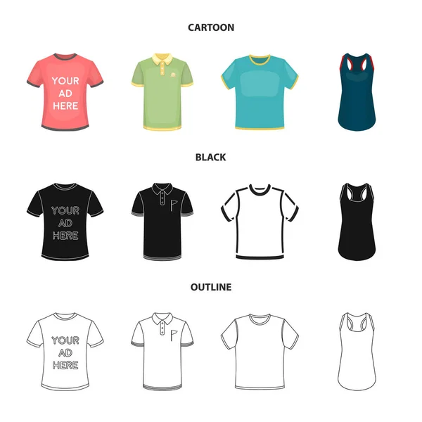 Ilustración vectorial de ropa y logotipo de desgaste. Colección de ropa e ilustración de vectores de stock corto . — Vector de stock