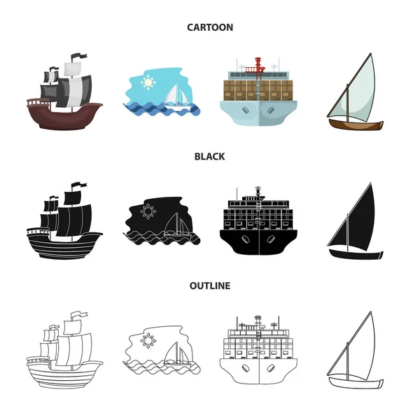 Изолированный объект иконы яхты и корабля. Коллекция иконок для яхт и круизных векторов на складе . — стоковый вектор