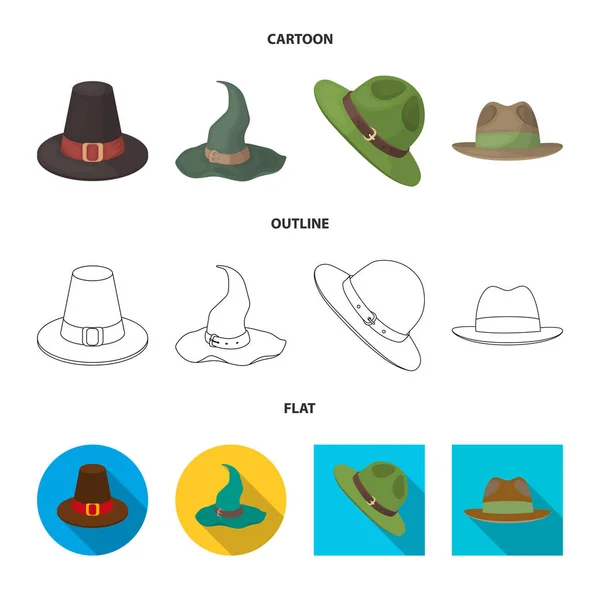 Векторная иллюстрация шляпы и знака шапки. Коллекция векторной иллюстрации шляпы и модели . — стоковый вектор