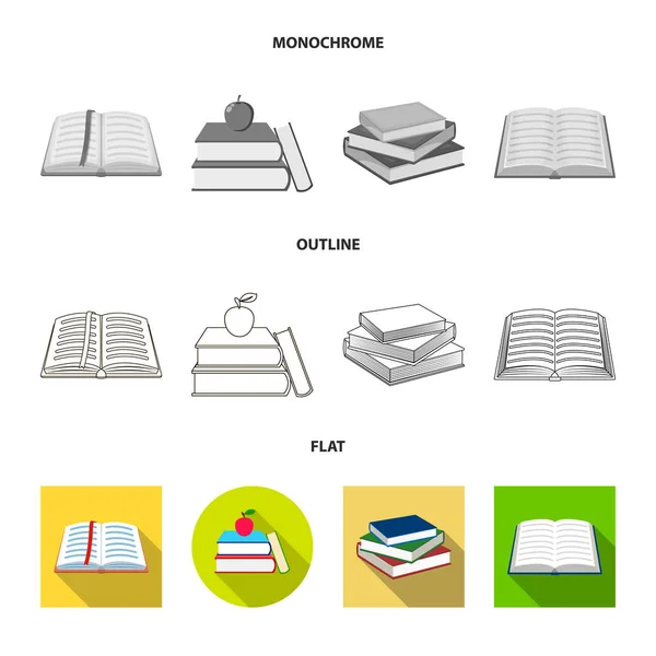 Isolerade objekt av bibliotek och lärobok-ikonen. Uppsättning av bibliotek och skola aktiesymbol för webben. — Stock vektor