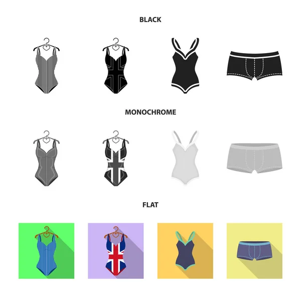 Diseño vectorial de bikini y símbolo de la moda. Conjunto de bikini y traje de baño símbolo de stock para web . — Vector de stock