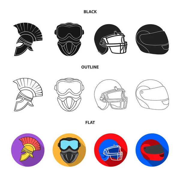 头盔和运动标志的独立对象。收集头盔和摩托矢量图标的股票. — 图库矢量图片