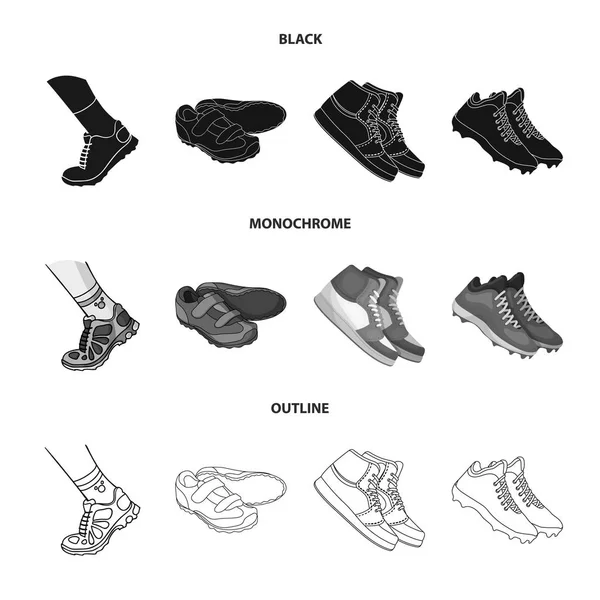 신발과 스포츠 로고의 고립 된 개체. 웹 신발 및 피트니스 스톡 심볼 컬렉션. — 스톡 벡터