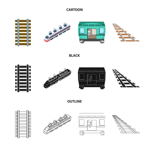Progettazione vettoriale del simbolo ferroviario e ferroviario. Raccolta di illustrazioni vettoriali di ferrovie e vie navigabili . — Vettoriale Stock