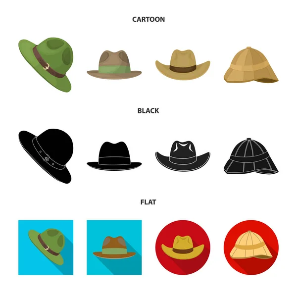 Ilustración vectorial del sombrero y el logotipo de la tapa. Colección de sombrero y modelo stock vector ilustración . — Vector de stock