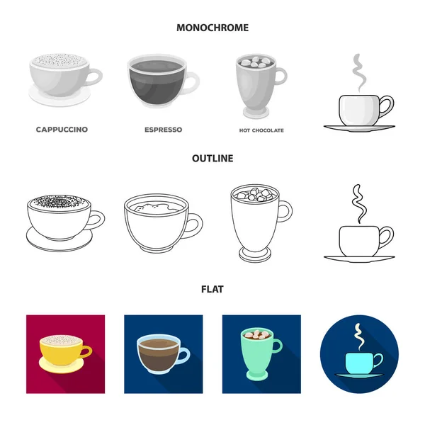 Vektor-Design von Tasse und Kaffee-Symbol. Set aus Becher und Top Stock Symbol für Web. — Stockvektor