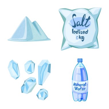 Tuz ve gıda işareti vektör Illustration. Stok için tuz ve mineral vektör simgesi seti.