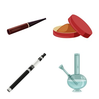 Sigara ve tütün simgesinin vektör tasarımı. Sigara ve nikotin stok vektör çizim koleksiyonu.