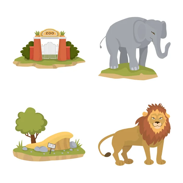动物园和公园符号的矢量设计。一套动物园和动物矢量图标的股票. — 图库矢量图片
