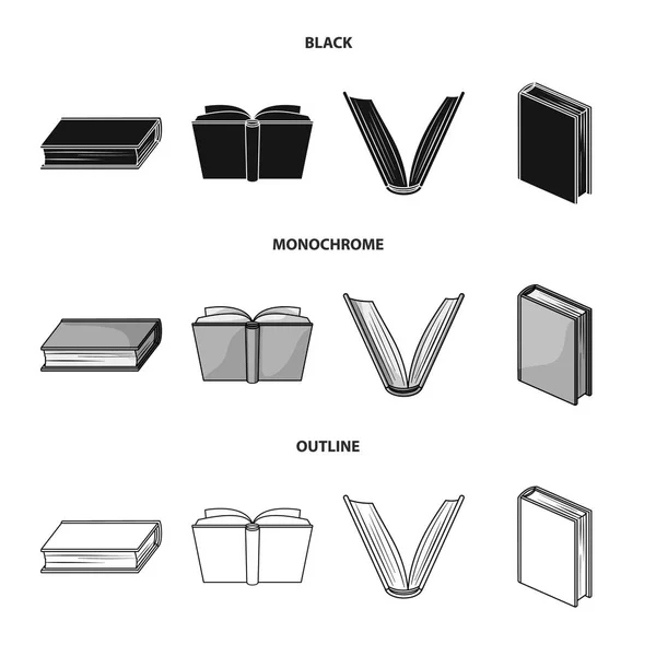 Conception vectorielle de la bibliothèque et de l'icône du manuel. Collection de bibliothèque et icône vectorielle scolaire pour stock . — Image vectorielle