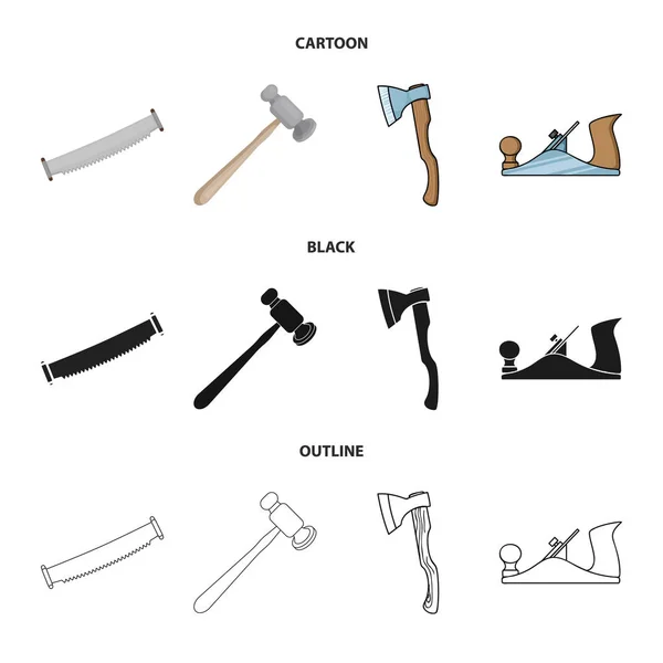 Vektor-Illustration von Werkzeug und Konstruktionslogo. Sammlung von Werkzeug und Schreinerei Vektor-Symbol für Lager. — Stockvektor