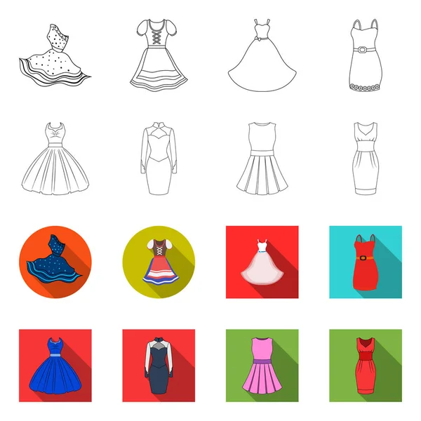 Απομονωμένο αντικείμενο του λογότυπου φόρεμα και τα ρούχα. Σετ φόρεμα και βραδινά απόθεμα σύμβολο για το web. — Διανυσματικό Αρχείο