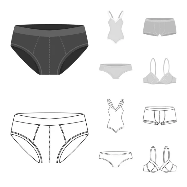 Ilustración vectorial de bikini e icono de la moda. Colección de bikini y traje de baño símbolo de stock para la web . — Archivo Imágenes Vectoriales