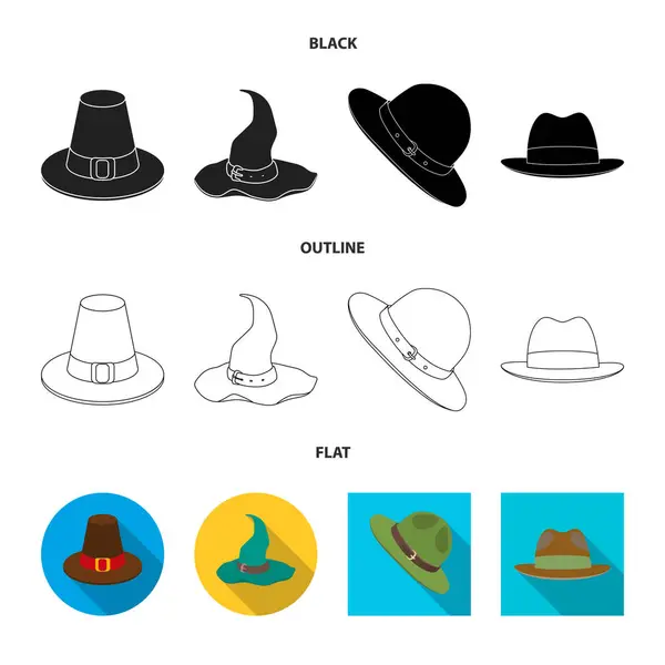 Векторная иллюстрация логотипа шляпы и шапки. Коллекция векторной иллюстрации шляпы и модели . — стоковый вектор