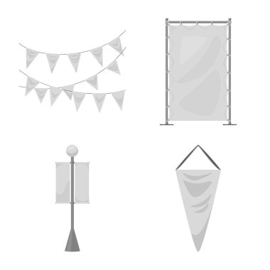 Promosyon ve tekstil işareti izole nesne. Stok için promosyonel ve beyaz vektör simgesinin toplanması.