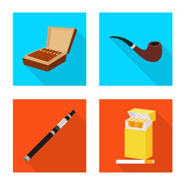 Duman ve istatistik simgesivektör illüstrasyon. Stok için duman ve durdurma vektör simgesi kümesi.