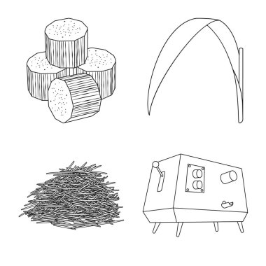 Şeker ve alan logonun vektör tasarımı. Şeker kümesi ve hisse senedi için plantasyon vektör simgesi.