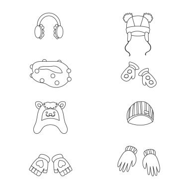 Kış ve soğuk logo vektör çizimi. Kış ve web için sıcak hisse senedi simgesi toplama.