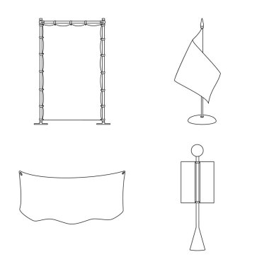 Boş ve tuval sembolünün yalıtılmış nesnesi. Stok için boş ve tekstil vektör simgesi koleksiyonu.