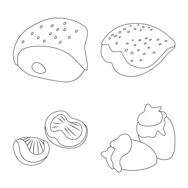 Gıda ve ızgara logo izole nesne. Gıda ve kuş stok vektör illüstrasyon seti.