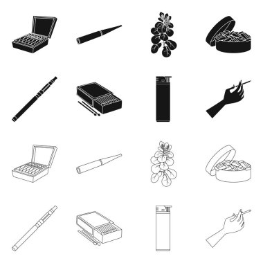 Çöp ve dur işareti vektör Illustration. Hisse senedi için çöp ve alışkanlık vektör simge kümesi.
