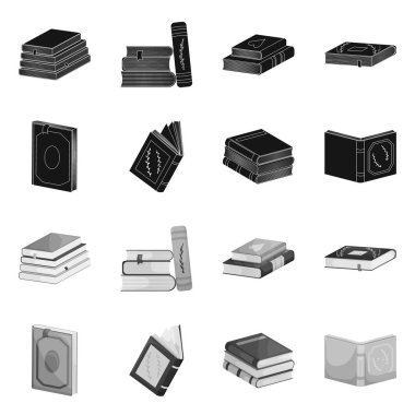 Eğitim ve kapak simge vektör tasarımı. Eğitim ve hisse senedi için kitapçı vektör simge koleksiyonu.