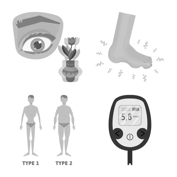 Isolerat objekt av hälsa och diet tecken. Uppsättning av hälsa och sjukdom vektor ikon för lager. — Stock vektor