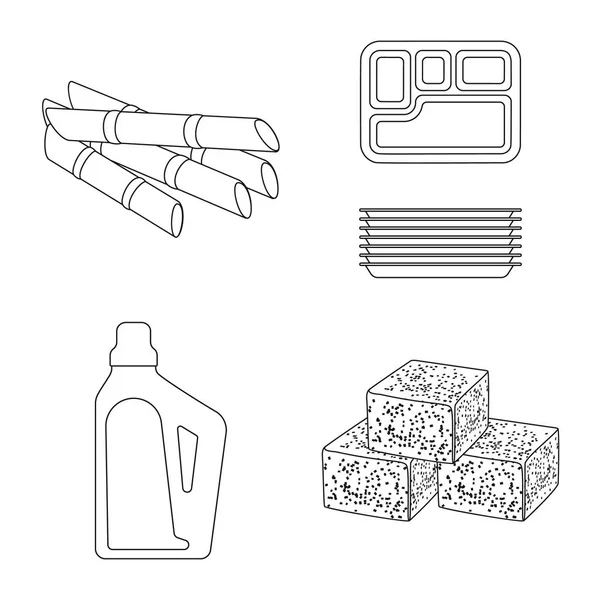 Ilustracja wektorowa cukru i symbolu pola. Zbiór symbolu zapasów cukru i plantacji w Internecie. — Wektor stockowy