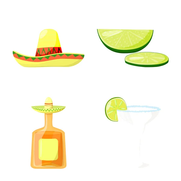 Vektor ilustrasi dari Meksiko dan tanda tequila. Set dari Meksiko dan gambar vektor saham fiesta . - Stok Vektor