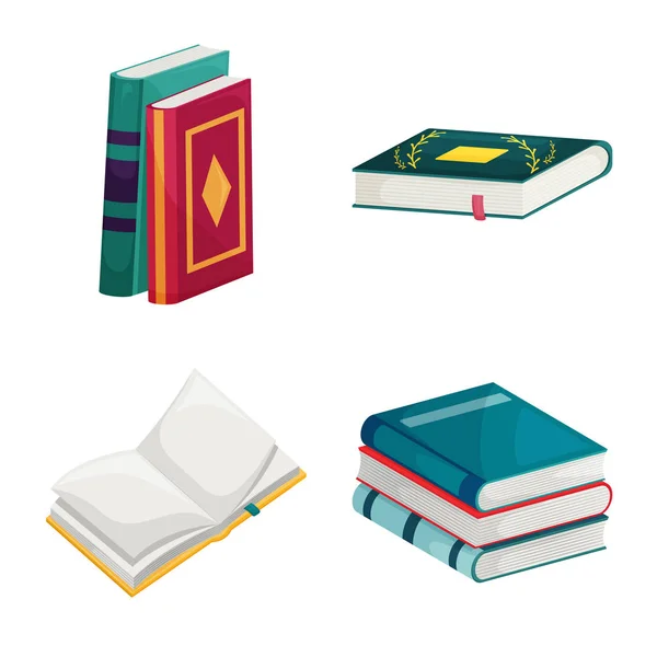 Vector illustratie van bibliotheek en boekwinkel icoon. Set van bibliotheek en literatuur voorraad symbool voor web. — Stockvector