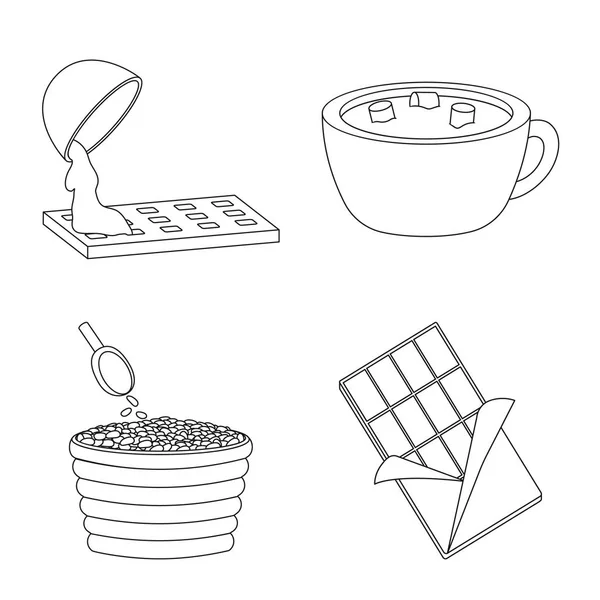 Изолированный объект какао и бобов знак. Набор векторных значков какао и сладости на складе . — стоковый вектор