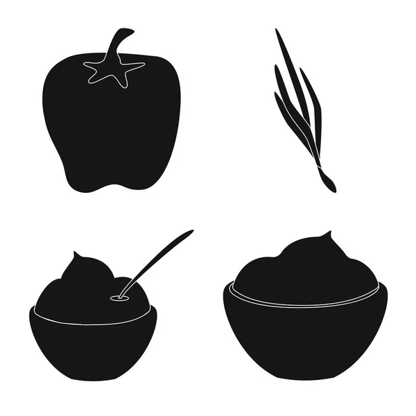 Illustration vectorielle du signe bio et culinaire. Ensemble de bio et saveurs stock symbole pour la toile . — Image vectorielle