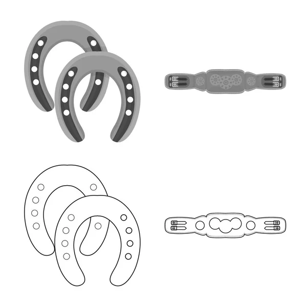 Векторное проектирование оборудования и символ верховой езды. Комплект оборудования и векторная иллюстрация конкурентов . — стоковый вектор
