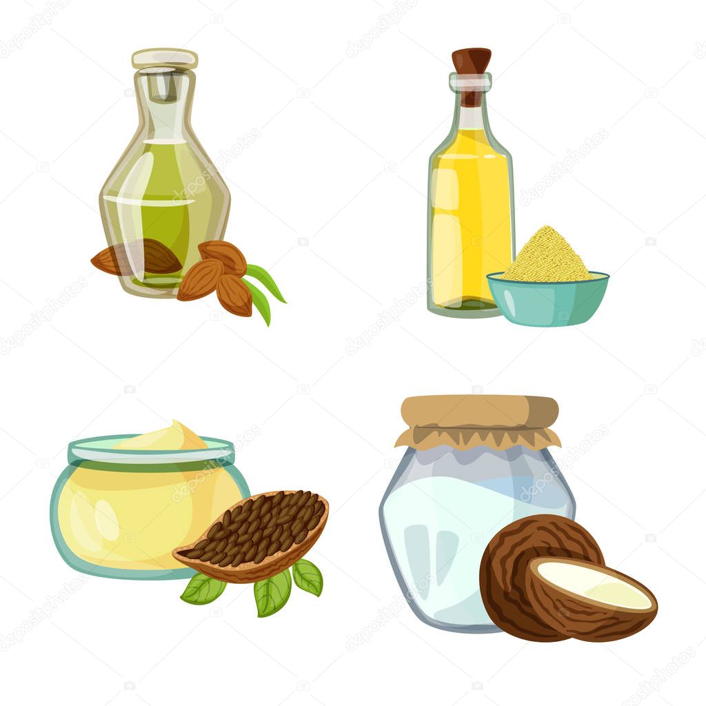 Vector design of bottle and glass icon. Set of bottle and agriculture stock symbol for web.