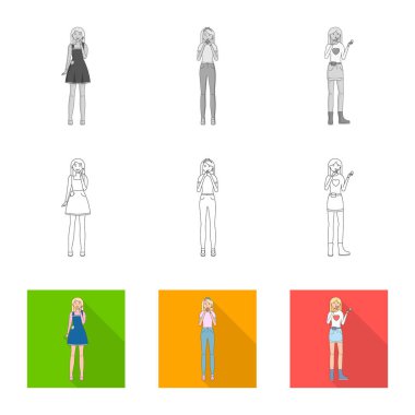 Duruş ve ruh kutsal kişilerin resmi yalıtılmış nesne. Duruş ve hisse senedi için kadın vektör simge kümesi.